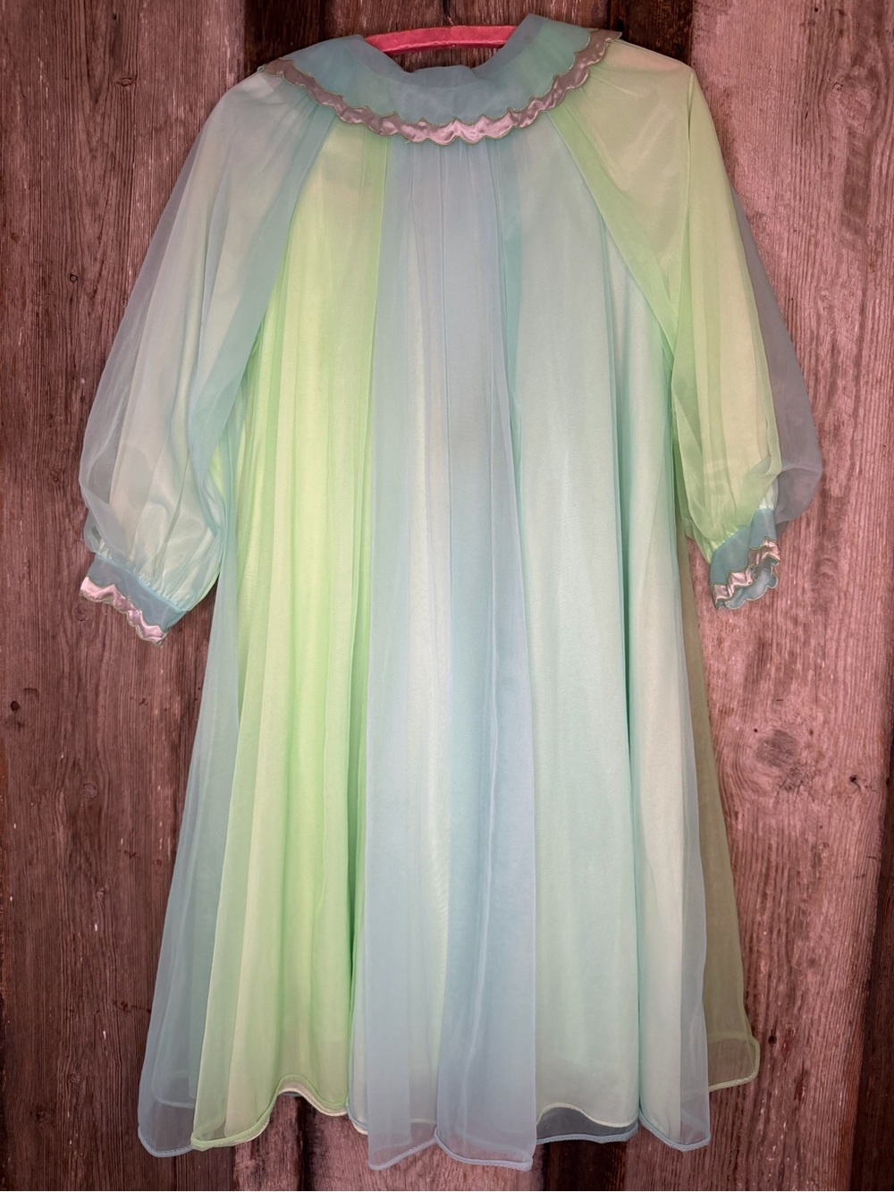 VTG 50/60s Saks Fifth Avenue Peignoir Pajama Set Pastel  Nylon Chiffon: Small - Picture 6 of 14